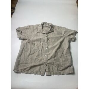 Hot Cotton Blouse Size L Linen Blend Shirt Jacket Button Down Lagenlook Artsy